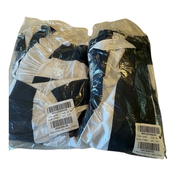 J. Crew **Navy Bold Stripe Poplin Midi Dress with Pocket Size 8P with No belt - Picture 10 of 14